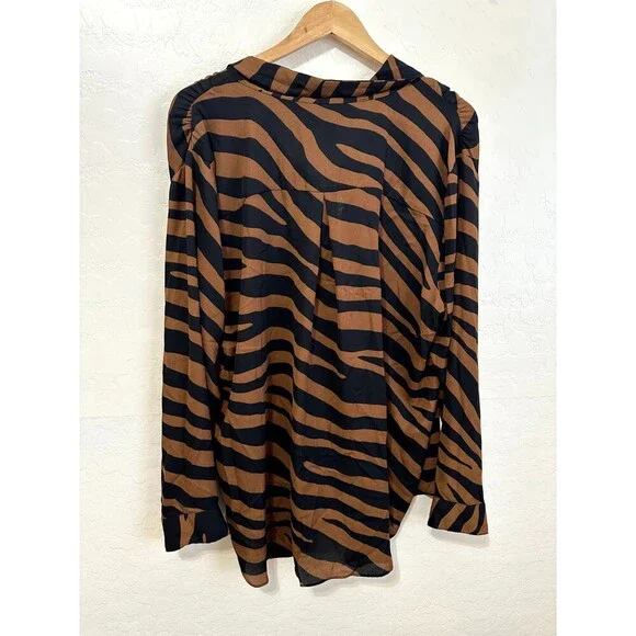 Worthington Womans Animal Print Top Size XL Old Money Corporate Preppy Boho - Picture 10 of 12